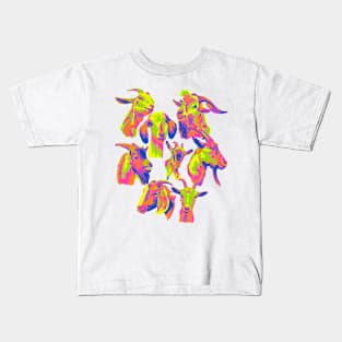 Neon Goat Friends Kids T-Shirt